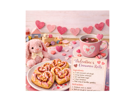 Valentine’s Heart-Shaped Cinnamon Rolls | Easy Kid-Friendly Recipe