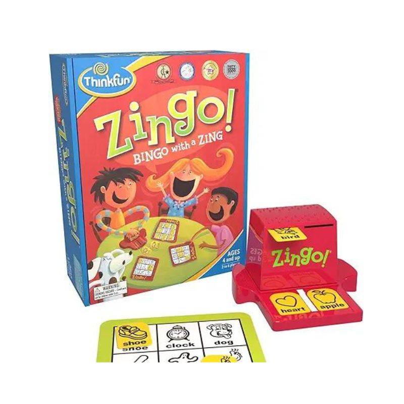 Acorn to Tree Educational Toy review of Zingo Bingo a prereading bingo game.