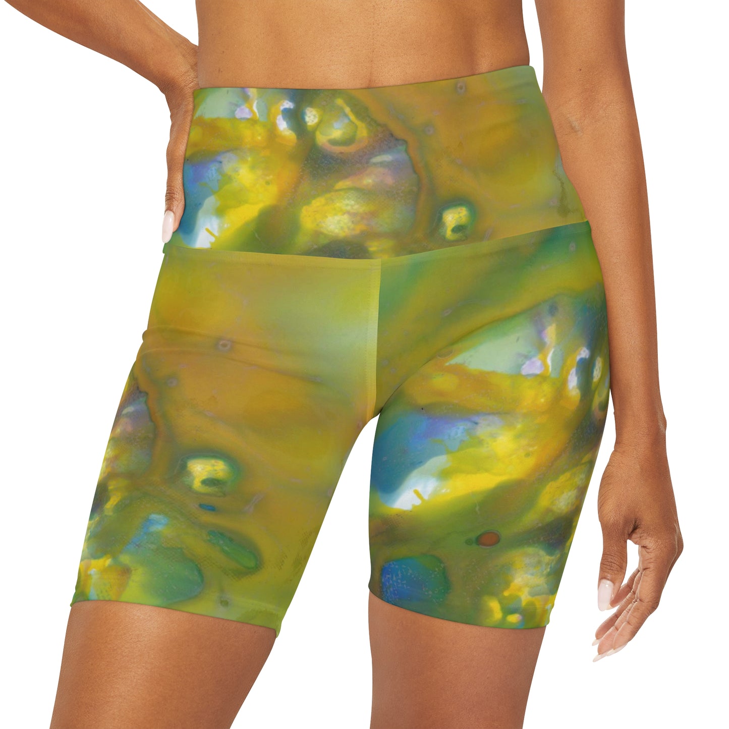 High Waisted Yoga Shorts (AOP)